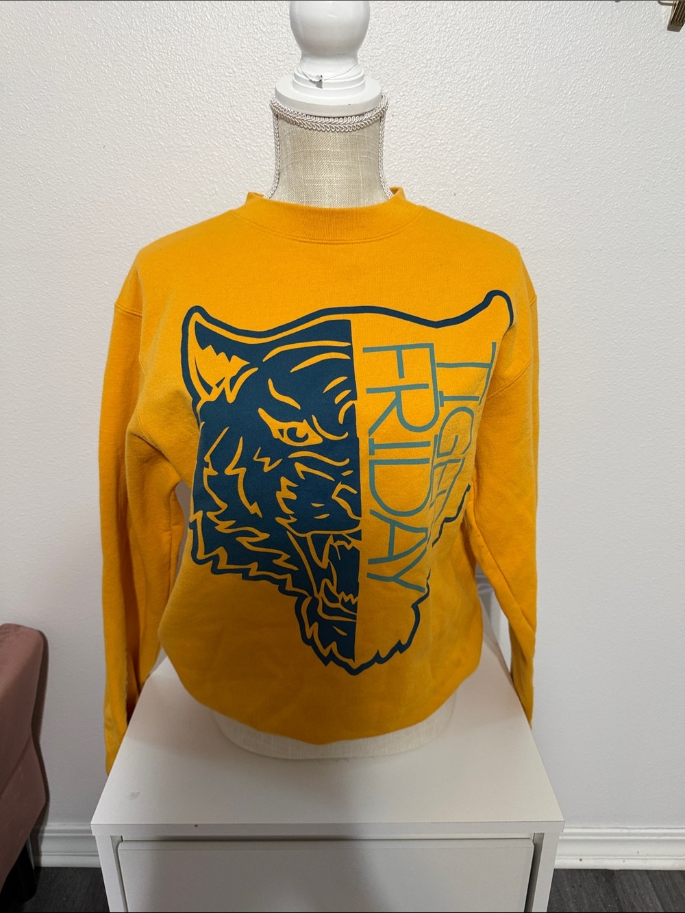 Tiger Friday Yellow Crewneck Graphic Sweatshirt - Tiger Split Design